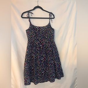 J Crew Ratti Happy cat print polka dot swing dress with ties size 10